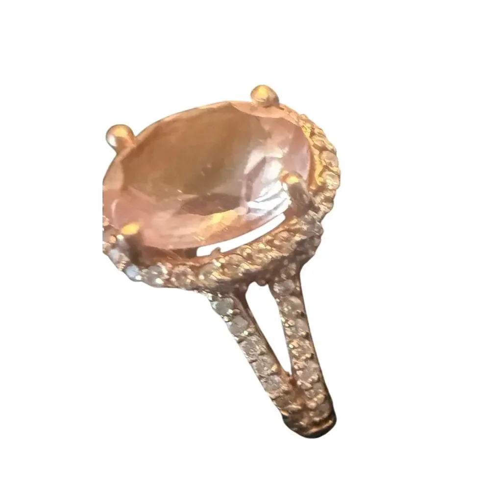 Morganite 3ct Diamond Rose Gold Cocktail Ring